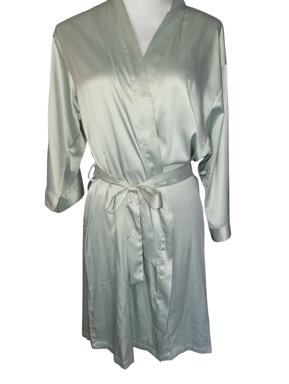 "Mother Of The Groom" Light Blue Satin Kimono with Gold Glitter Writing One Size